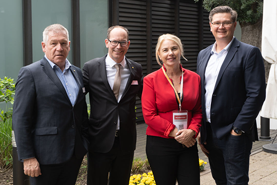 (l-r) Robert Laing, Thomas Dohse (Interpack director) Lindy Hughson and APPMA's Mark Dingley