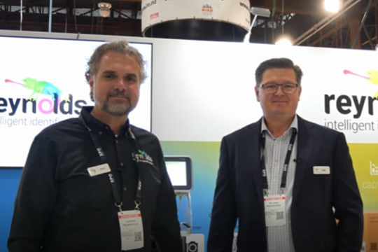 Partnership: Reynolds Group CEO James Booth with Matthews CEO Mark Dingley at Foodtech Packtech in New Zealand