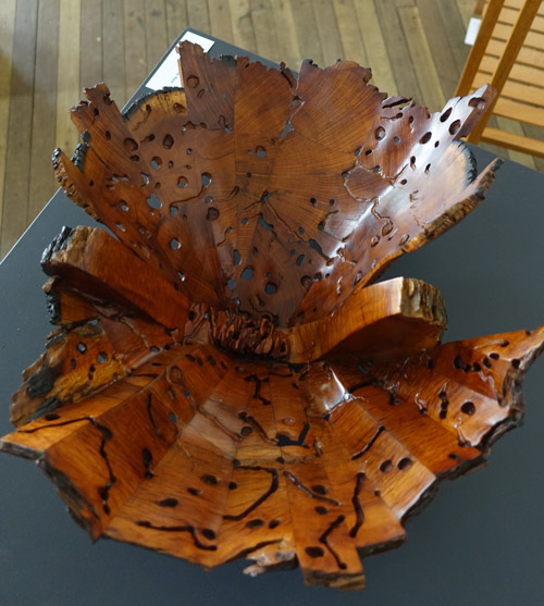 Jeanette Rein used a process of laminating layers to create a wood &lsquo;fabric&rsquo; for her vessel entitled Labyrinth.