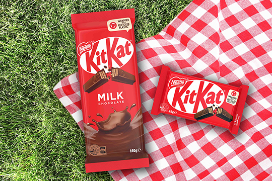 In an Australian-first, KitKat has increased its use of recycled plastic in the wrappers of select products to 90%.