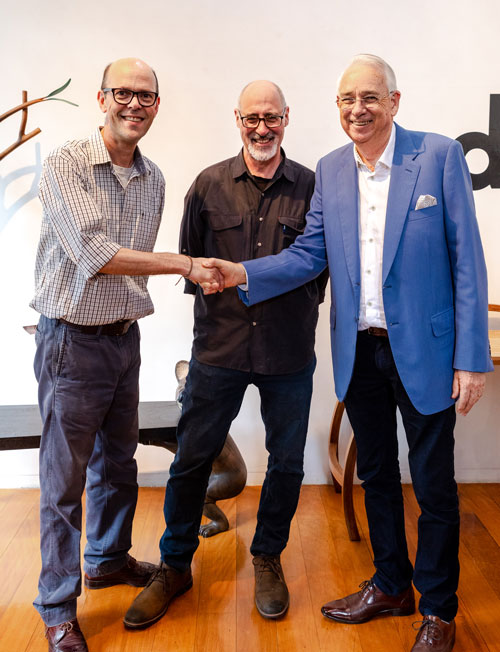 Head of Sturt Mark Viner, SWA Chairman Will Matthysen, and craftsman and designer David Boucher. Photo: Julijana Griffiths
