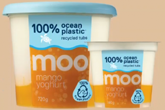 MOO claimed that its yoghurt tubs were made from 100 per cent ocean plastic.