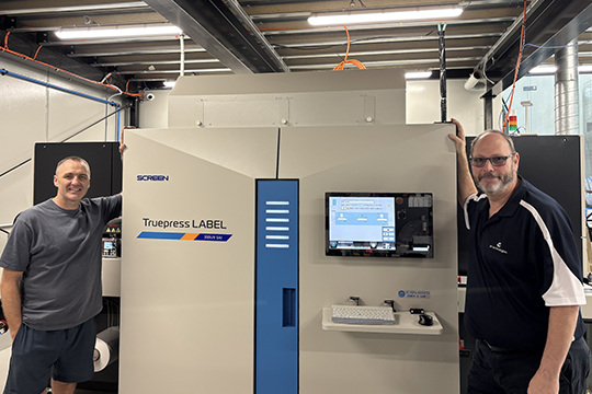 Doubling digital output: (l-r) Paul Bentham, managing director, PDQ Labels; and Darryl Wilson, print and finishing product manager, Jet Technologies