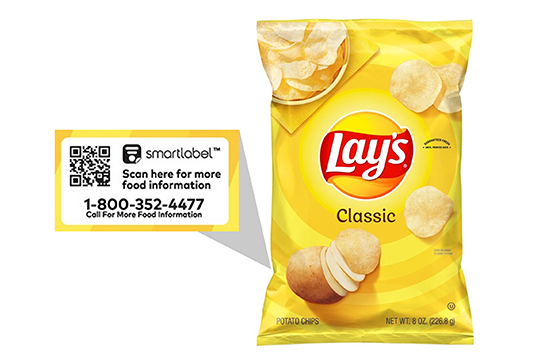 SmartLabel on Pepsico snack brand Lays&rsquo; packaging.