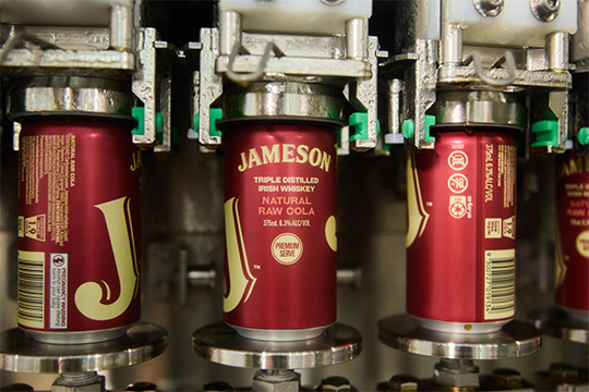 More than 100 different products will be filled and packed on this line, including Jameson Cola and Jameson Sodas (375ml).