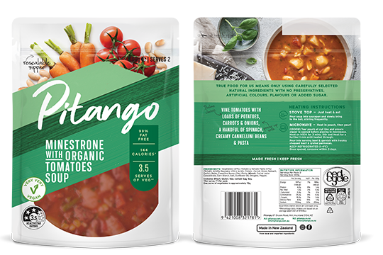 Pitango's new resealable soup pouch has an integrated zipper.