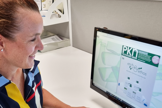 Ego Pharmaceuticals' packaging projects manager Simone Thomassen takes a look at the digital version of PKN, showing the cover image of the company's etch&eth;os 50% rHDPE bottle.