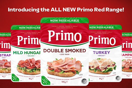 Primo has launched its new Red Range packaging, supplied by Amcor and designed by The Thrills, and which comes with a modernised look, improved functionality, and enhanced sustainability credentials.