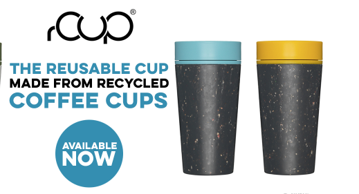 Coles Loop Environmental Solutions is working to turn cups into &lsquo;upcycled&rsquo; products which can be kept, such as re-useable coffee cups, the rCUP (pictured), safety bollards, car park bump stoppers, and kerbing.