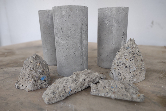 The RMIT School of Engineering team's method for turning PPE into stronger concrete aims to significantly reduce pandemic-generated waste. Image: RMIT University