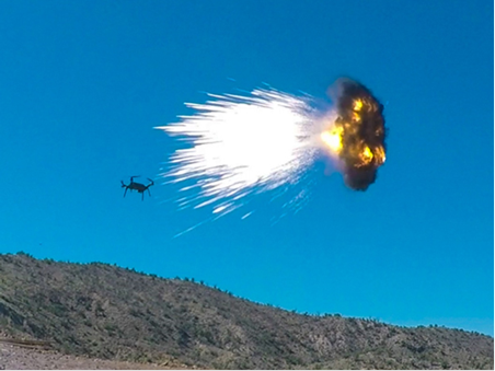 An RWS round takes out a drone. Credit: EOS