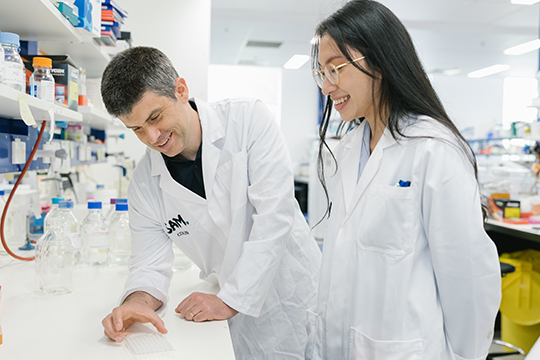 Brining infinite recycling to life: (l-r) Samsara's Prof. Colin Jackson, chief science officer with Vannesa Vongsouthi, protein engineering lead & research founder.