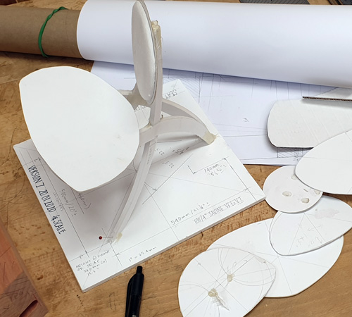 Some of the many chair design mockups and templates created by Stuart Faulkner, NSW as design variants.