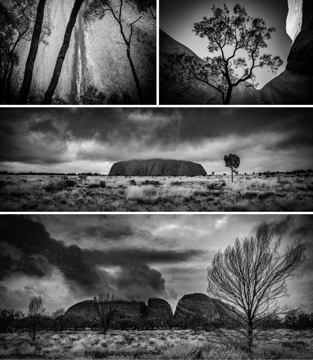Landscape category, Runner-up, Paul Collis, Uluru in monochrome. Paul's series was captured in May 2025, on his first visit to the iconic site. “I challenged myself to move beyond the familiar reds, and capture something quieter: Uluru’s strength and stillness,” he explains.