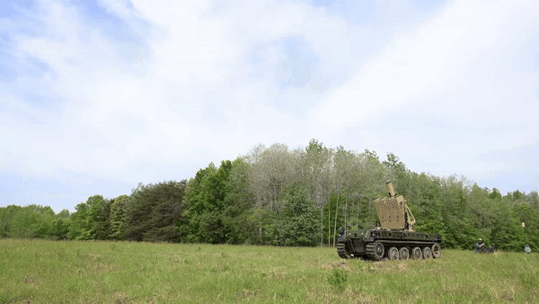An uncrewed ground vehicle launches a Switchblade 600. 

Credit: US DoD/Lance Cpl. Michael Bartman