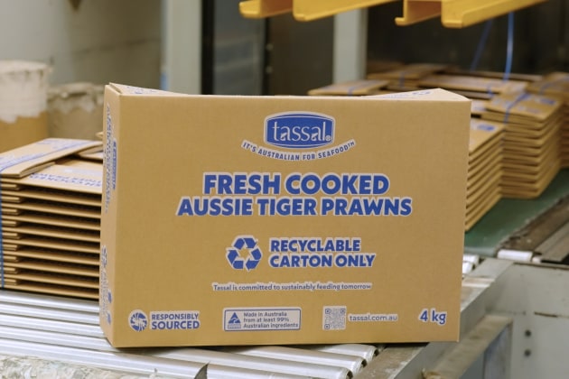 Visy has partnered with seafood producer Tassal to create new recyclable cardboard boxes for prawns, replacing the traditionally used expanded polystyrene (EPS) containers.
Source: Visy