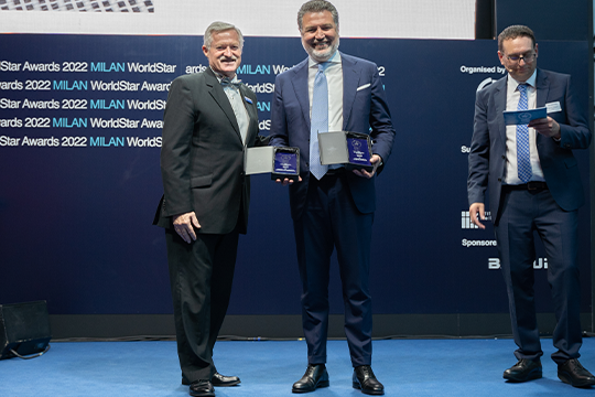 Gathering the prizes for Sealed Air was Italy area manager Roberto Prencipe (centre) pictured here with WPO's Pierre Pienaar and Johannes Bergmair. Image: Olof Ljung