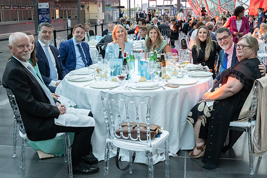 Aussies abroad, and friends: L to R: Graeme and Madeleine Lang, Roberto Prencipe, Steven Pacitti, Lindy Hughson, Liliam Benzi, Nerida Kelton, Joe Foster and An Magerman. Image: Olof Ljung