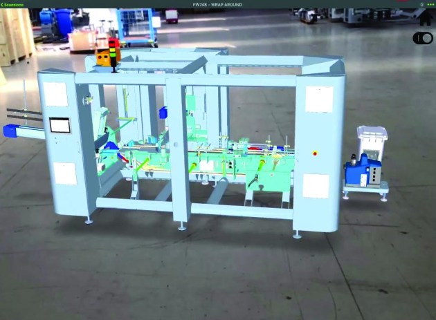 Augmented reality screenshot to represent the maintenance phase of a machine.