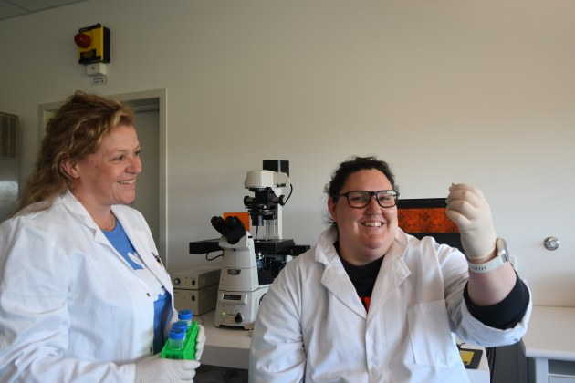 Centre Director Professor Sophie Leterme, left, and Dr Tamar Jamieson at the training centre lab at Flinders University, Bedford Park. (Flinders University)