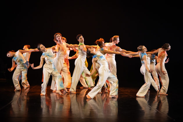 The QB ensemble in 'gundirgan, wise woman'; photo by David Kelly.