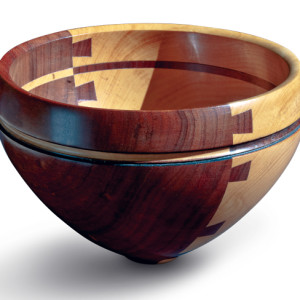 Arthur Grant&rsquo;s Dovetail Bowl, made from blackwood and satin box, 122mm high x
175mm diameter.