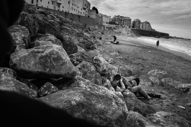 WINNER: WORLD PRESS PHOTO STORY OF THE YEAR. &copy; Romain Laurendeau, France. Kho, the Genesis of a Revolt. A young couple challenges a taboo as they kiss in a public space in Algiers, Algeria, on 8 December 2016.