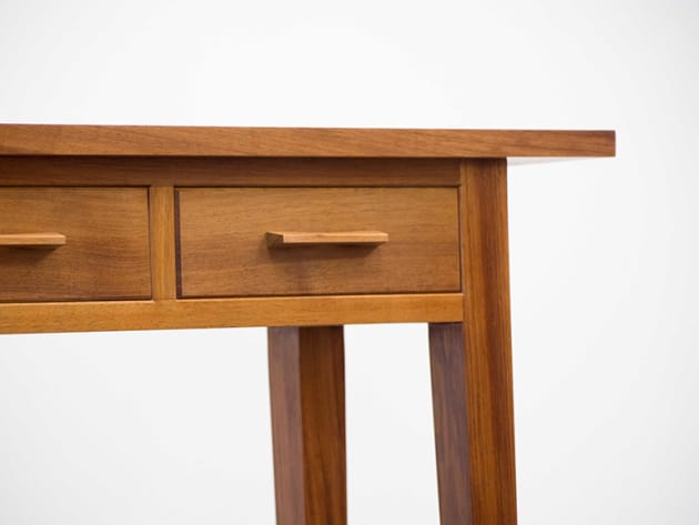 Natalie Chung, hall table with contrasting handcut dovetailed drawers in Tasmanian blackwood and quartersawn Tassie oak.