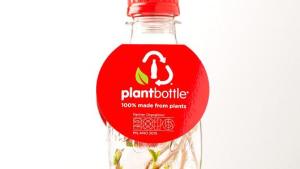 The new bottle is fully recyclable and the first to use PET plastic, which is derived 100 per cent from sugar cane found in plants.