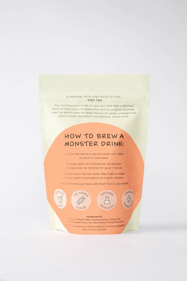 Tiny Tea Kids is a 100 per cent natural tea with organic, ethically sourced ingredients, and recyclable or biodegradable tea bags and packaging for children.