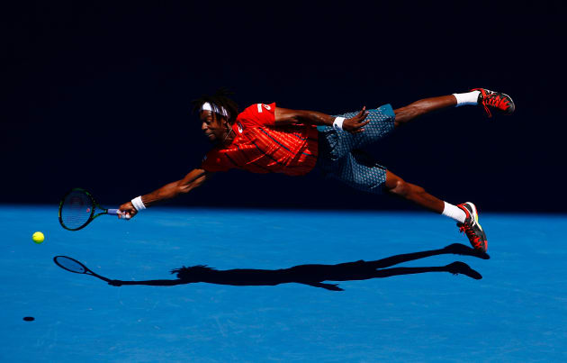 'Superman' - Gael Monfils dives at Australian Open 2016. &copy; Jason O'Brien, Australia, 3rd Place, Professional, Sport, 2017 Sony World Photography Awards.