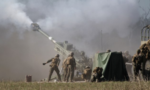 US Marine Corps personnel fire an M777A2 towed howitzer in the Shoalwater Bay Training Area.
Credit: Nigel Pittaway