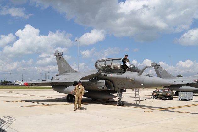 Three French Air Force Dassault Rafale B fighter jets participated in the RAAF&rsquo;s Pitch Black air combat exercise. (Nigel Pittaway)