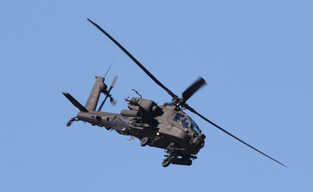 An Apache attack helicopter. 

Credit: Nigel Pittaway