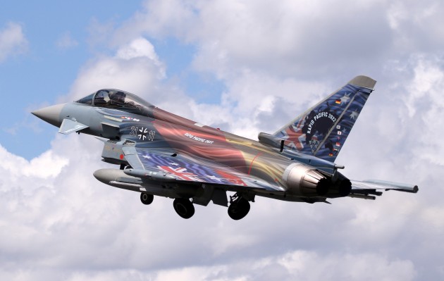 A Luftwaffe Eurofighter painted in special markings as the Luftwaffe&rsquo;s &lsquo;Air Ambassador' for the deployment. (Nigel Pittaway)