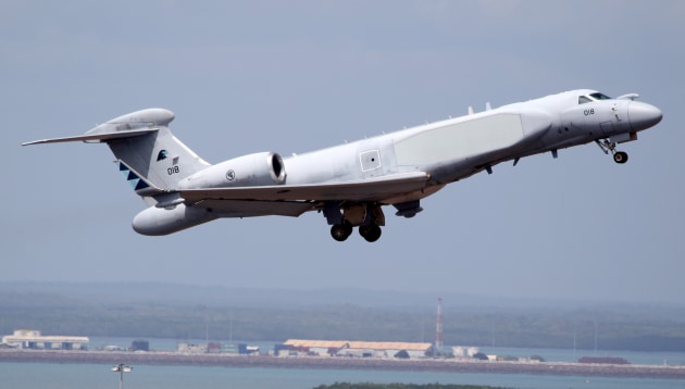 The G550AEW provided support mainly for Blue Air during Pitch Black 2022. (Nigel Pittaway)