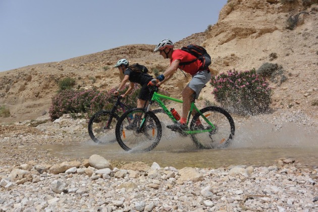 Rare water crossing in Wadi Zarqa Main