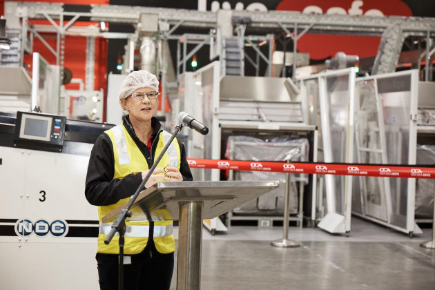 CCA CEO Alison Watkins at the PSD closure production line opening.