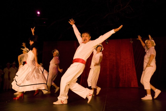 'Lipstick and Ochre' (2008) Gail Evans, Judith Allen, David McMicken, Kay Brown and Shirley Somers. Photo by Peter Eve.