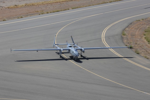 The Heron Remotely Piloted Aircraft (RPA) taxis at RAAF Base Woomera. Defence