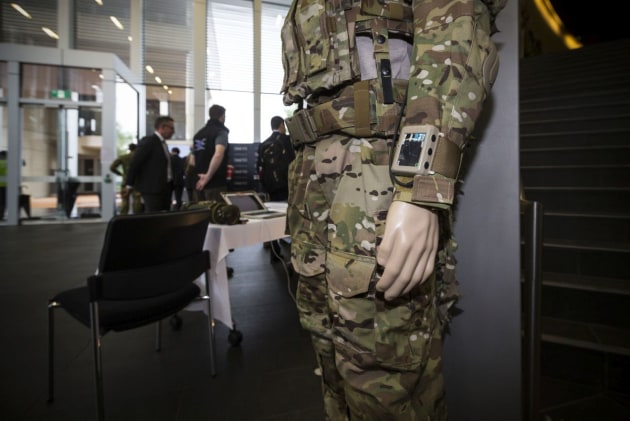 A dummy display of Spearpoint Solutions and Technology's Ground Warfare Acoustical Combat Systems detection system at the Army Innovation Day 2017. Credit: Defence