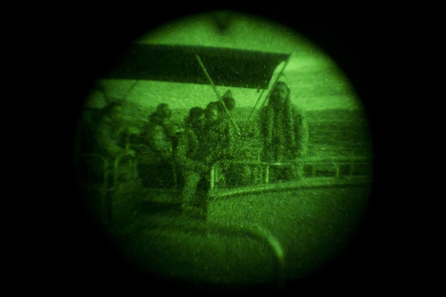 Australian Army soldiers deployed on Operation Resolute move to a landing zone onboard a regional patrol craft in the Torres Strait. (Defence)