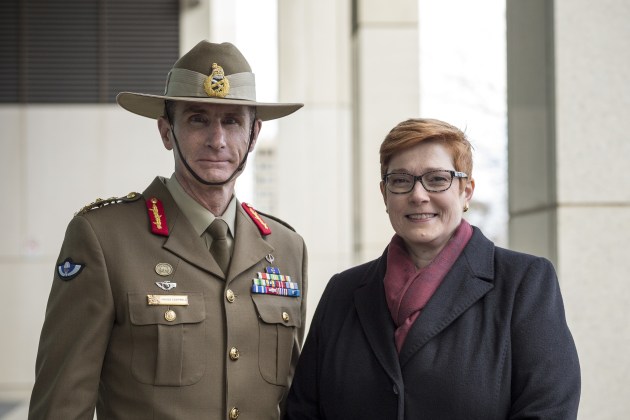 Chief of Defence Force, General Angus Campbell, and Minister for Defence, Senator Marise Payne. Defence
