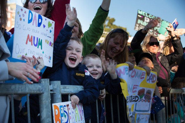 Families and friends welcome home HMAS Warramunga to her homeport Fleet Base East. Defence