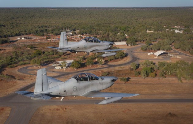 Royal Australian Air Force No. 4 Squadron A Flight Forward Air Controllers return PC-9 aircraft to RAAF Base Tindal after completing a mission in support of Exercise Pitch Black 2018. (Defence)