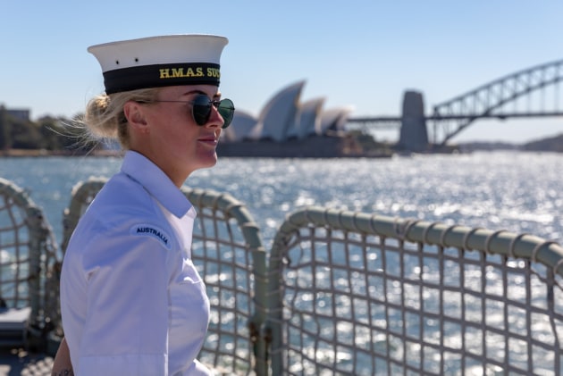HMAS Success has entered Sydney Harbour for the final time before decommissioning at Garden Island on June 29. Credit: Defence