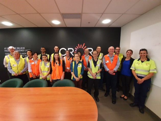 AIP guests and Orora staff at the Botany paper mill.