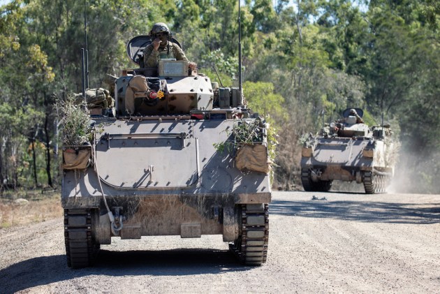 An Australian Army M113 armoured personnel carrier conducts a patrol during Exercise Talisman Sabre. Credit: Defence