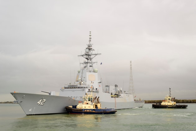 NUSHIP Sydney departs Osborne Shipyards for sea trials.