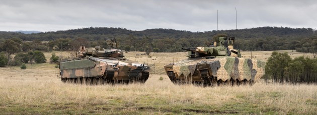 Hanwha Defense Australia Redback (left) and Rheinmetall Defence Australia Lynx KF41 during Land 400 Phase 3 user evaluation trials at Puckapunyal. (Defence)